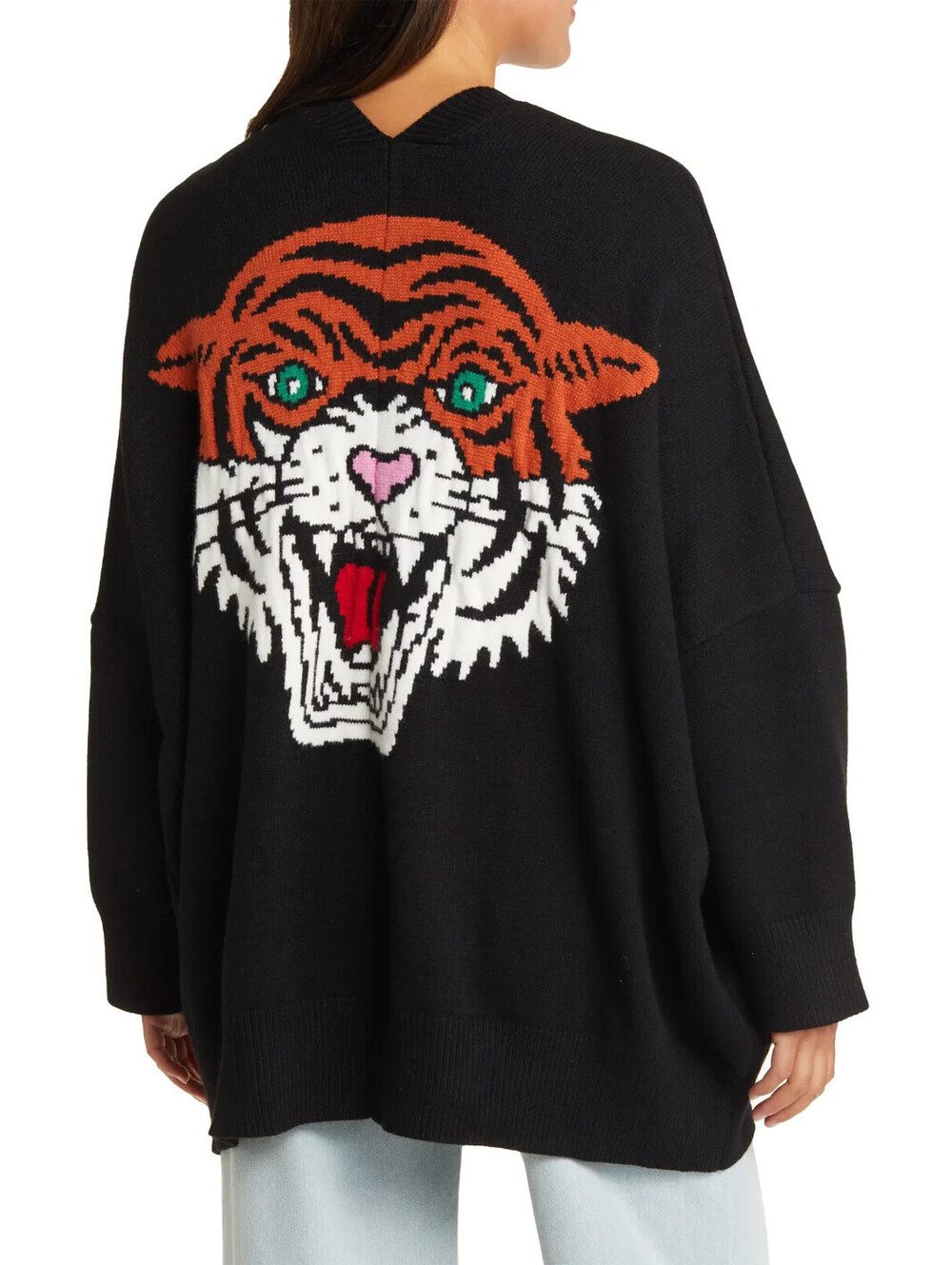 NEW, Dressed in Lala Tiger Oversize Cardigan in Black Sz S/M #T4085